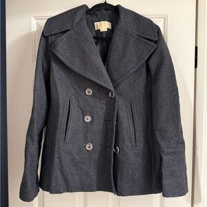 Michael Kors Charcoal Double-Breasted Wool Peacoat